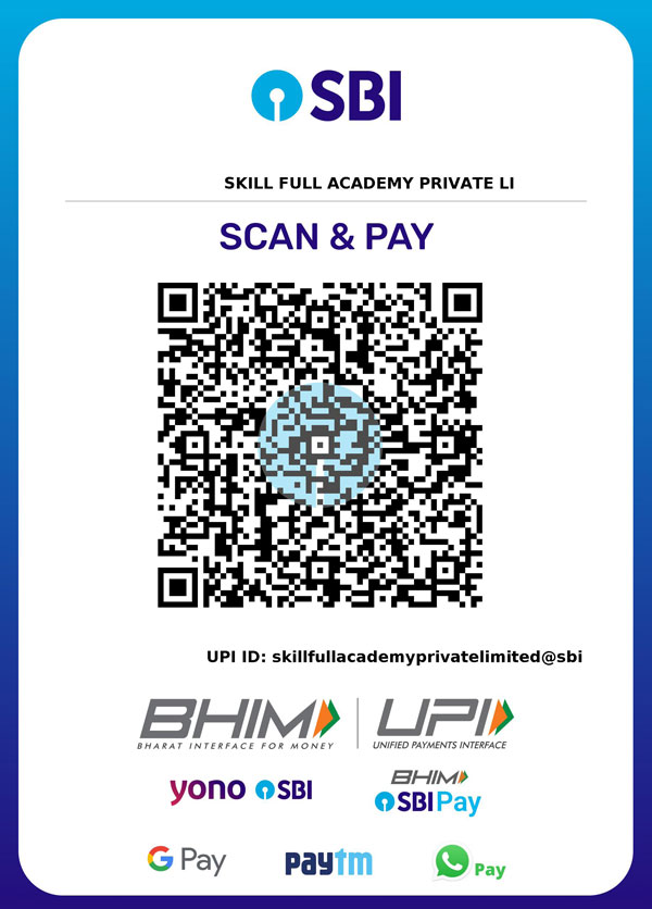 Skill Full Academy SBI UPI QR code · Scan to pay